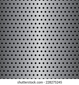 Perforated metal pattern with round holes. Seamless background. Vector illustration