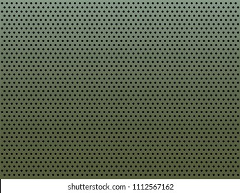 Perforated metal plate with round holes. Industrial steel background. Stock vector illustration.