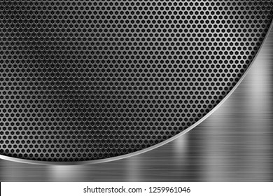 Perforated metal texture. Scratched metallic surface. Vector 3d illustration