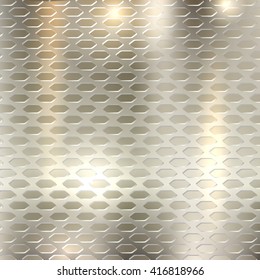 Perforated metallic background brushed polished copper texture, created with gradient mesh. Vector EPS 10.