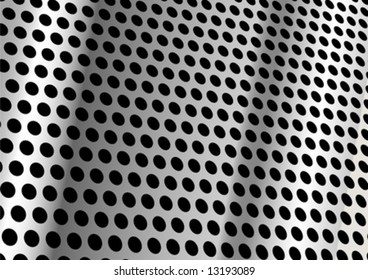 Perforated metallic look surface over black background