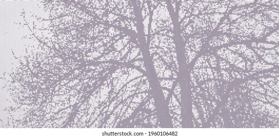 Perforated panel. Image of a tree made with dots. Abstract halftone background. Dotted pattern. Vector illustration.
