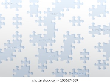 Perforated paper with jigsaw puzzle pieces can see business text in perforated paper set. Vector illustration for business and quality management concept. Use for education, creative advertising.