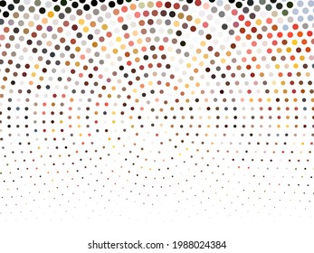 Perforated pattern. Design with circles, rounds. Halftone background. Common geometric design for patterns, cards, and covers. Vector illustration. Light colours. 