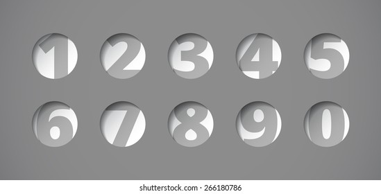 Perforated plate with numbers, board with circular holes, vector labels