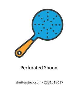 Perforated Spoon Vector   Fill outline Icon Design illustration. Kitchen and home  Symbol on White background EPS 10 File