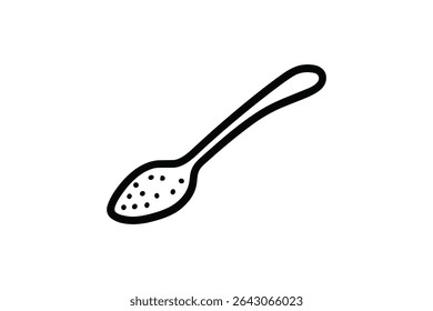 Perforated Spoon Vector Line Art Illustration for Kitchen Utensils and Cooking Designs