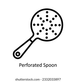 Perforated Spoon Vector   outline Icon Design illustration. Kitchen and home  Symbol on White background EPS 10 File