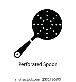 Perforated Spoon Vector   solid Icon Design illustration. Kitchen and home  Symbol on White background EPS 10 File