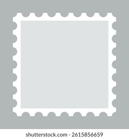 Perforated square postage stamp grey icon. A mail symbol with notched edges.