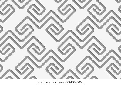 Perforated square spirals fastened.Seamless geometric background. Modern monochrome 3D texture. Pattern with realistic shadow and cut out of paper effect.