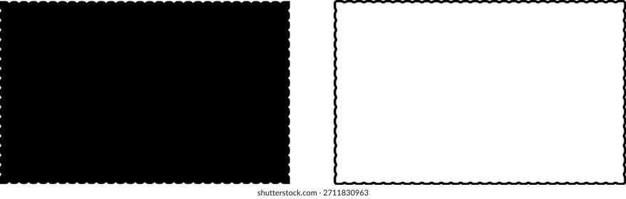 Conjunto de forma de sello perforado: Plantilla de Cupón negro y contorno o Vector de borde.