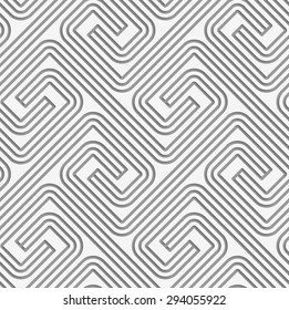 Perforated striped square spirals fastened.Seamless geometric background. Modern monochrome 3D texture. Pattern with realistic shadow and cut out of paper effect.