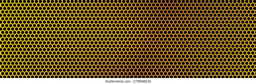 Perforated texture of yellow black metal