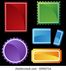 perforated ticket icon set color