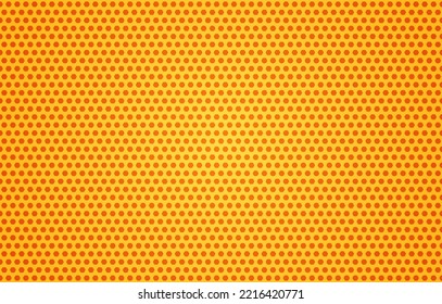 Perforated yellow metal realistic texture. Gold dotted steel background. Horizontal iron sheet banner. Industrial metallic surface. Hole aluminium seamless pattern. Grill stainless circle shape