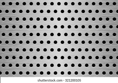 Perforation Brushed Metal Seamless Texture. Aluminum Sheet Pattern Background