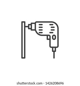 Perforator drilling wall line icon. linear style sign for mobile concept and web design. Electric drill and wall outline vector icon. Construction tool symbol, logo illustration. Vector graphics