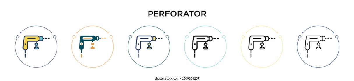 Perforator icon in filled, thin line, outline and stroke style. Vector illustration of two colored and black perforator vector icons designs can be used for mobile, ui, web