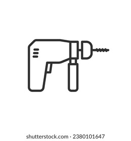 Perforator, linear icon. Tool for making holes in the wall. Line with editable stroke