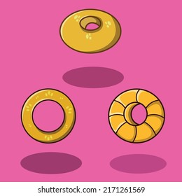 perforeted bread icon pack vector set is a vector cartoon, cute doodle with a food theme. Suitable for children's T-shirt designs, merchandise, stickers, mascot logos, etc.