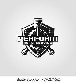 Perform is an Automotive logo with strong shield concept & combining with auto spare part. This can be used by company, auto workshop, expert mechanic, auto service, auto accessories, & many more svg