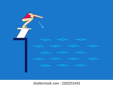 
Perform a fall into the water from the feet with bent legs resisting. The position of the hands in the "arrow", heads chin pressed to chest. Performed from the turret. Swimming pool instruction.
