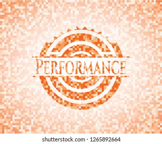 Performance abstract orange mosaic emblem