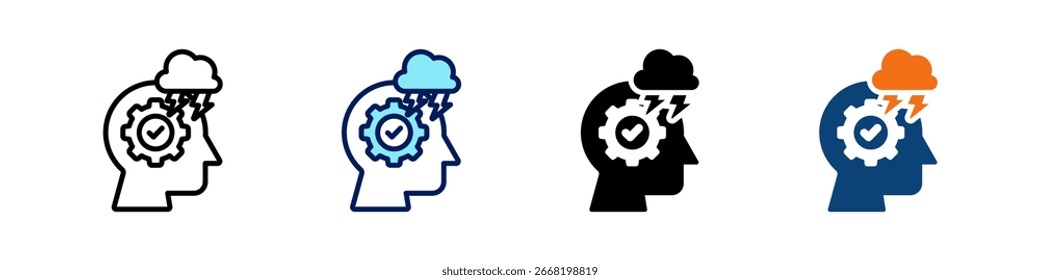 Performance Angst alles in einem Symbol Multi Styles Vektorsatz