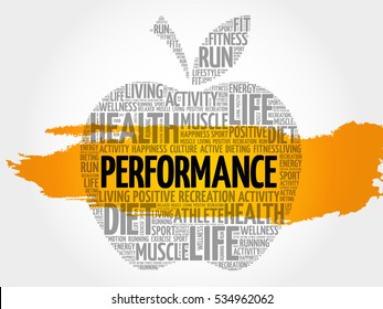 PERFORMANCE apple word cloud, health concept