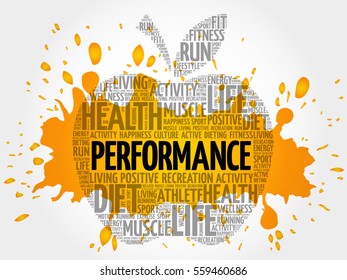 PERFORMANCE apple word cloud, health concept