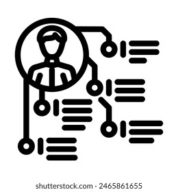 evaluación de rendimiento línea de proceso de negocio icono Vector. evaluación de rendimiento signo de proceso de negocio. contorno aislado ilustración negra