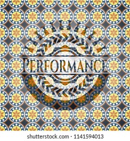 Performance arabic style badge. Arabesque decoration.