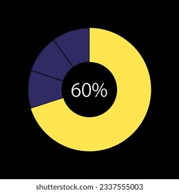 Leistungsbewertungskreis Infografik Design Vorlage für dunkles Thema. Ergebnis der Mitarbeiterbewertung. Bearbeitbare Kuchenkarte mit Sektoren. Visuelle Datendarstellung. Myriad Pro-Regular-Schriftart verwendet