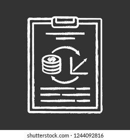 Performance audit chalk icon. Financial evaluation and examination, inspection. Financial statement, annual report. Market research. Isolated vector chalkboard illustration