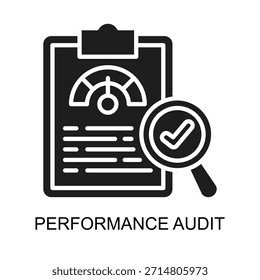 Ilustração de vetor de glifos de ícones de Auditoria de Desempenho
