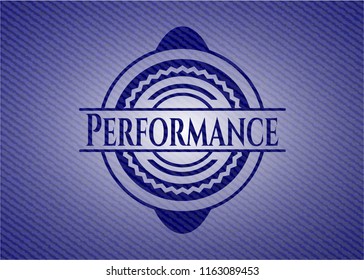 Performance badge with jean texture