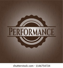 Performance badge with wood background