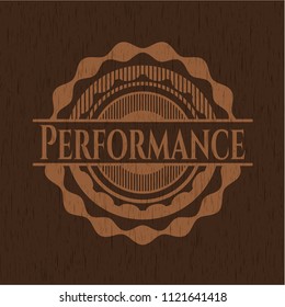 Performance badge with wooden background
