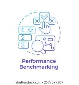 Performance benchmarking blue gradient concept icon. Productivity compare. Business processes analytics. Round shape line illustration. Abstract idea. Graphic design. Easy to use in brochure