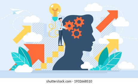 Performance Boost With Mentoring Job. Upskilling Learn As Work Educational Qualification Rise Person Concept. Employee Training And Coach For Positive Progress And Smart Labor. Vector Flat Design.