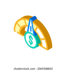 vector de icono isométrico de inteligencia empresarial de rendimiento. signo de inteligencia empresarial de rendimiento. ilustración de símbolo aislado