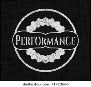 Performance chalk emblem, retro style, chalk or chalkboard texture