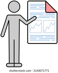 Performance with chart. Financial accounting report on board. Manager showing business process diagram. Data analysis, audit, project management, marketing research concept, analytics and statistics