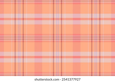 Performance check tartan texture, hippie pattern vector background. Many plaid seamless textile fabric in orange and red color.