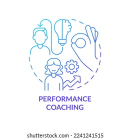 Performance coaching blue gradient concept icon. Executive training service abstract idea thin line illustration. Personal growth. Isolated outline drawing. Myriad Pro-Bold font used