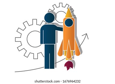 Performance concept on white background. Creative idea design. Flat vector illustration for template, brochure or presentation.