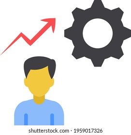 Performance Contingencies and Attainment Concept, Cog with Rising Arrows Vector Icon Design, Business Plan Accomplishment Symbol, Measurable Objectives Sign, Goal and Motivation Stock illustartion