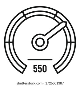 Icono de calificación crediticia de rendimiento. Icono del vector de puntuación de crédito de rendimiento de contorno para diseño web aislado en fondo blanco