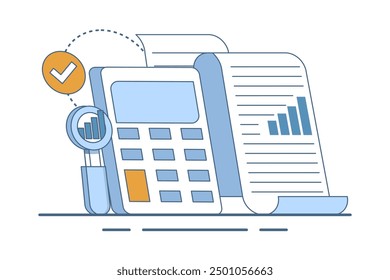 Leistungsdatenanalysekonzepte, Anlageberichte, Marketingstudien, Auditdienste, Statistiken und Analysekonzepte, Unternehmensleistungsberichte, Marketing-Forschungsdienste. flacher Vektor.